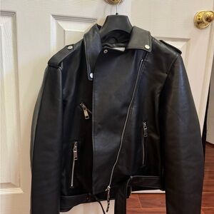 Rebecca Minkoff Black Leather Bomber Jacket